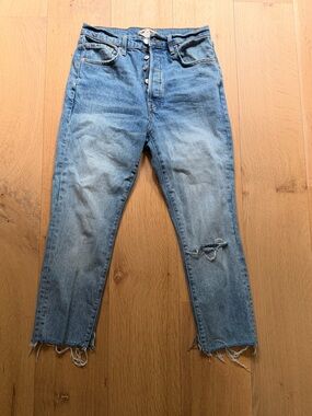 Free People We The Free Distressed Skinny Jeans Raw Hem Button Fly Size 27